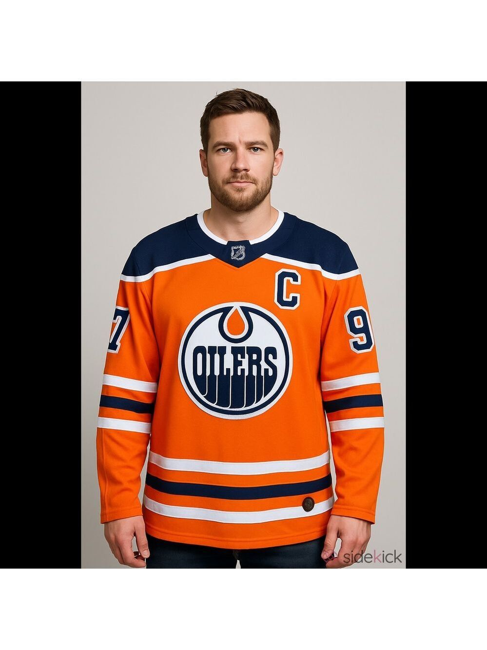 Adidas Men's Edmonton Oilers McDavid 97 Jersey XL Orange Navy Blue